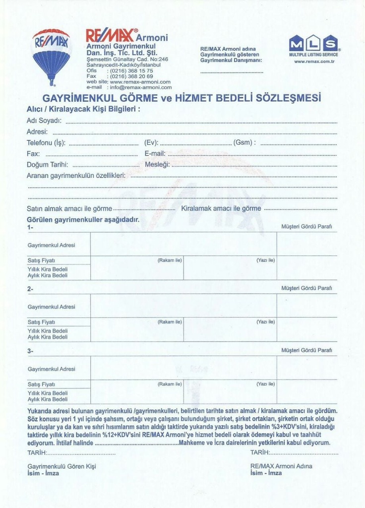 Yer gösterme formu (10 cilt/500 adet)