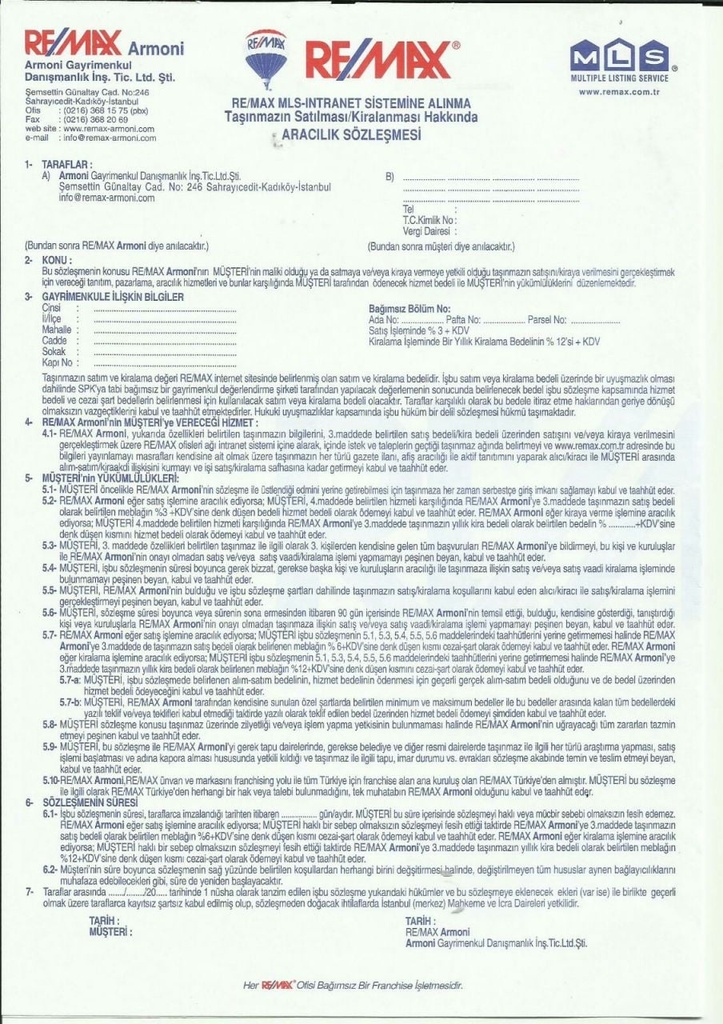 Aracılık Sözleşmesi (10 cilt/500 adet)